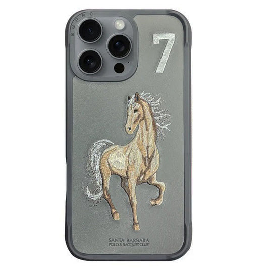 iPhone 16 Pro Max Santa Barbara Boris Series Horse Leather Case - Titanium