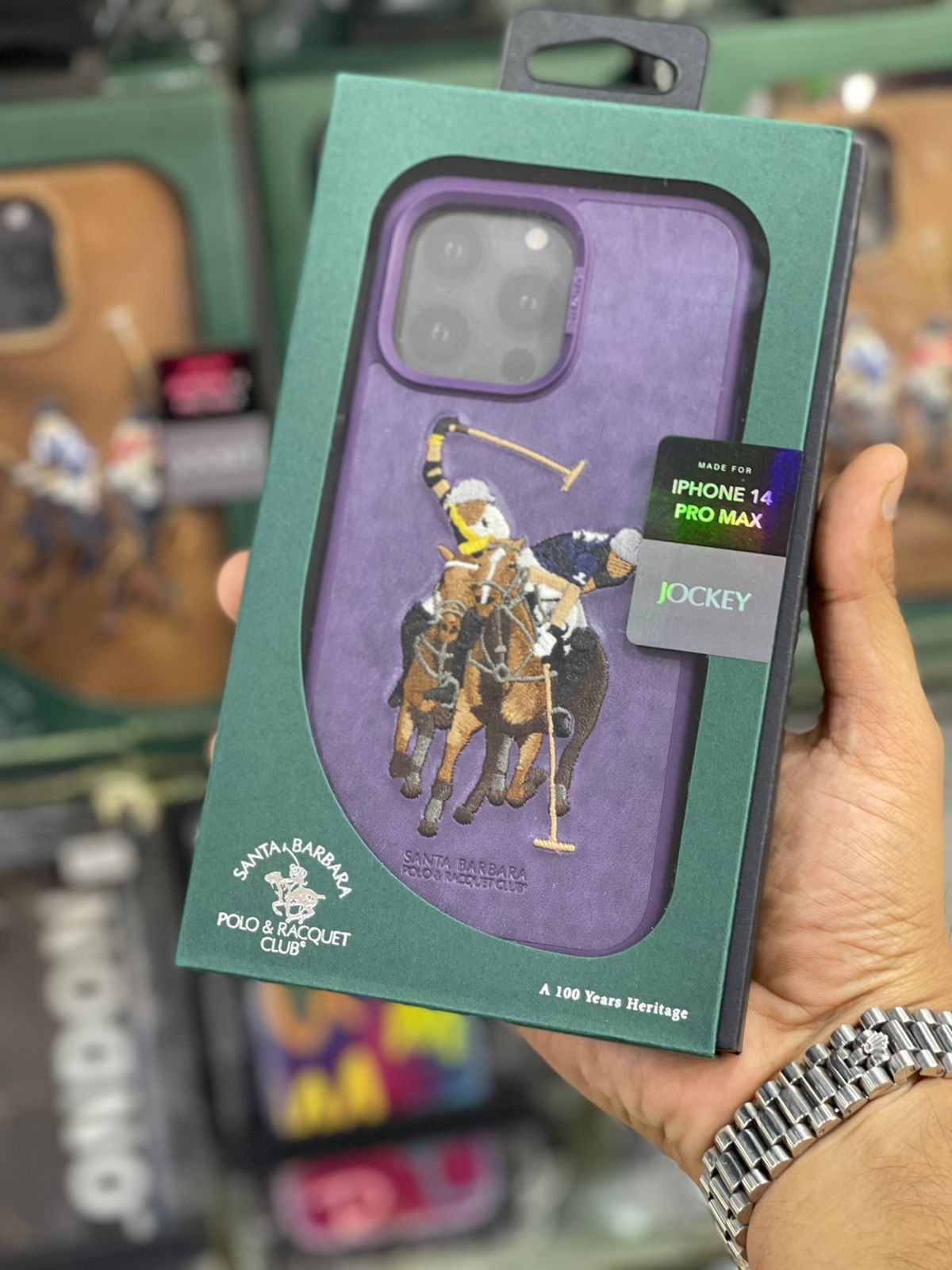 iPhone 14 Pro Santa Barbara Polo Jocky Series Leather Case - Purple