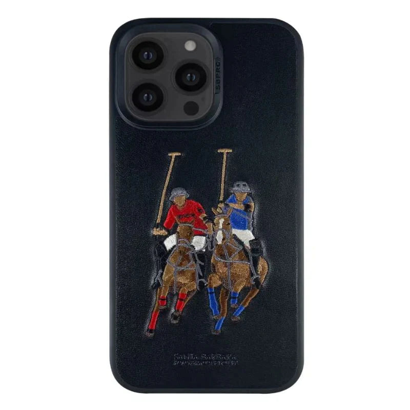 iPhone 14 Pro Santa Barbara Polo Jocky Series Leather Case - Black