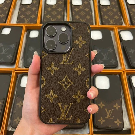 iPhone 15 Pro Max Louis Vuitton LV Leather Case - Brown