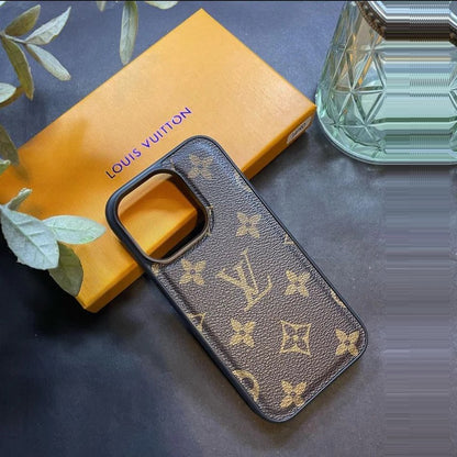 iPhone 15 Pro Louis Vuitton LV Leather Case - Brown