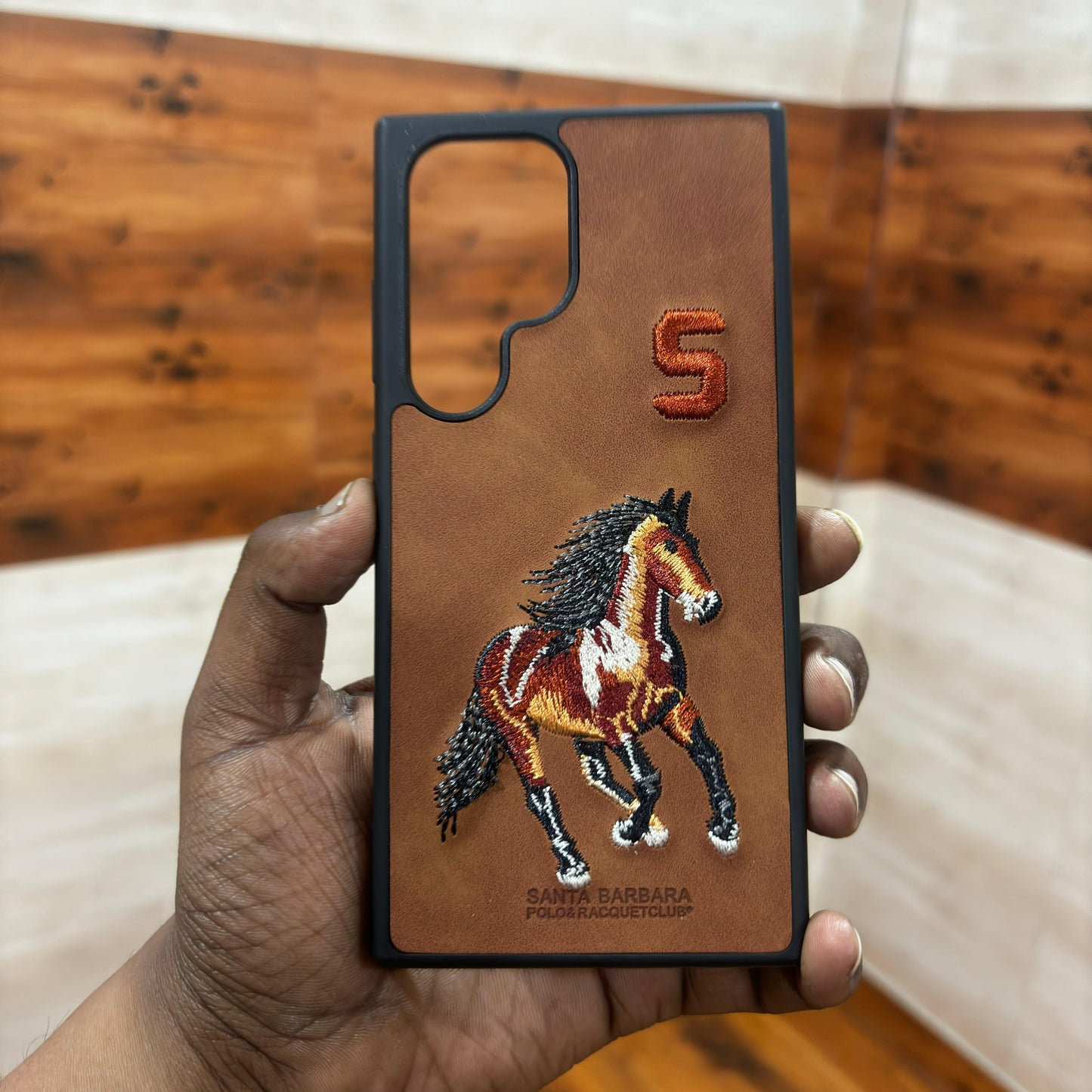 Samsung Galaxy S24 Ultra Embroidery PU Leather Case with Inside Cloth- Horse