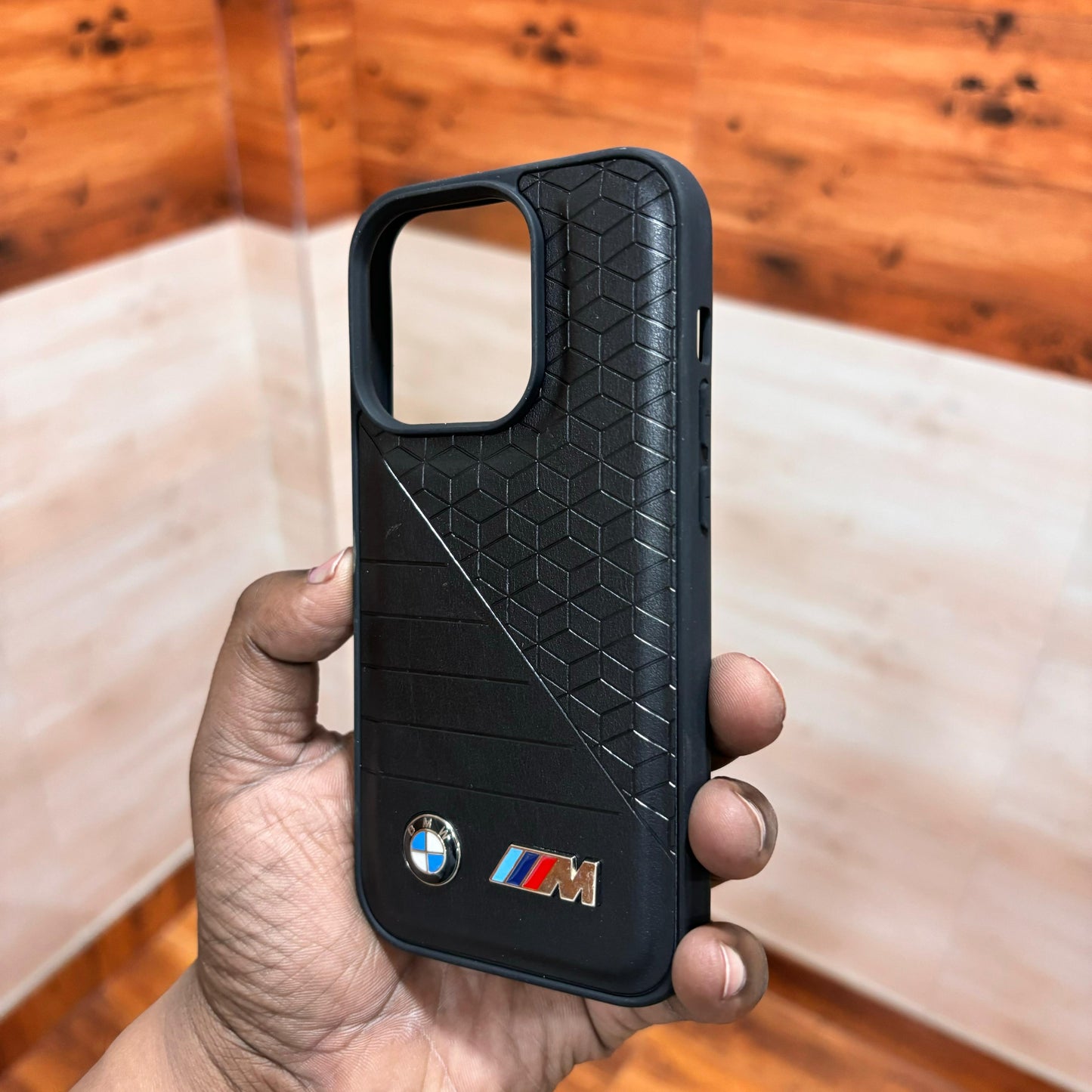 iPhone 15 Pro Leather BMW M Performance Logo Dual Shade Case