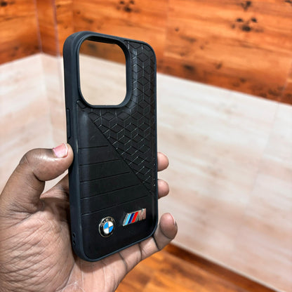 iPhone 15 Pro Leather BMW M Performance Logo Dual Shade Case