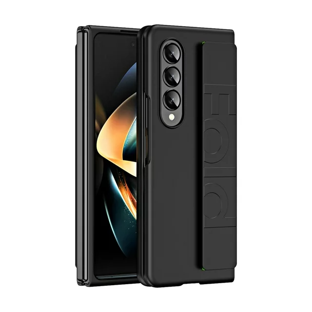 Samsung Galaxy Z Fold 3 Hand Strap Full Protective Hard PC Case- Black