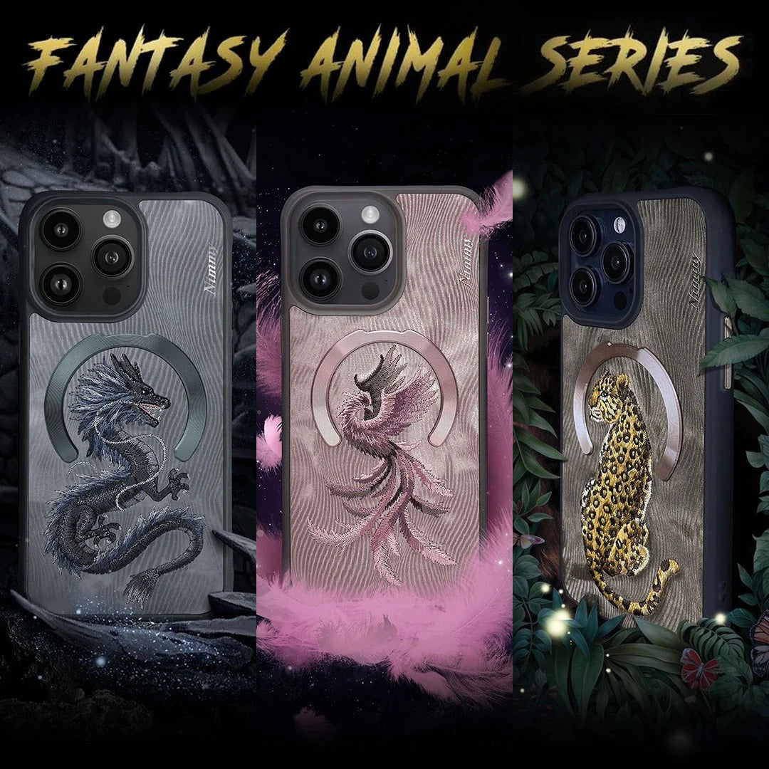 iPhone 15 Pro Nimmy Official Fantasy Animal Leather Case with Magsafe - Phoenix