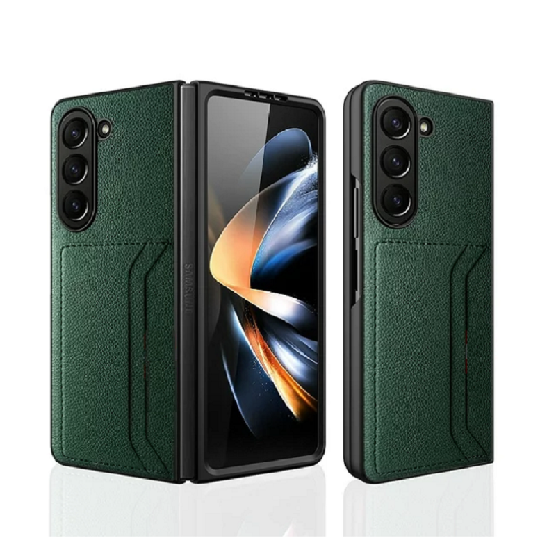 Samsung Galaxy Z Fold 5 HDB Card Holder Leather Case - Green