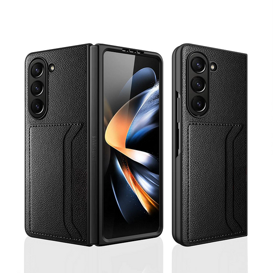 Samsung Galaxy Z Fold 5 HDB Card Holder Leather Case - Black