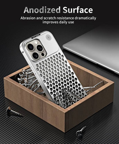 iPhone 15 Pro Max Metal Heat Dissipation Pure Aluminum Cooling Case with Aroma - Silver