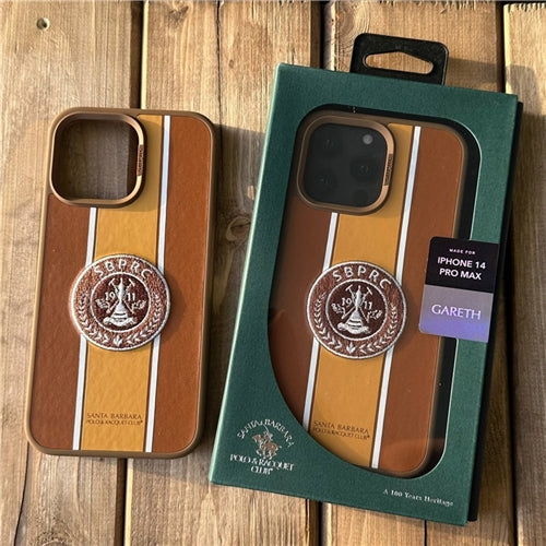 iPhone 14 Pro Santa Barbara Gareth Series Leather Case - Brown