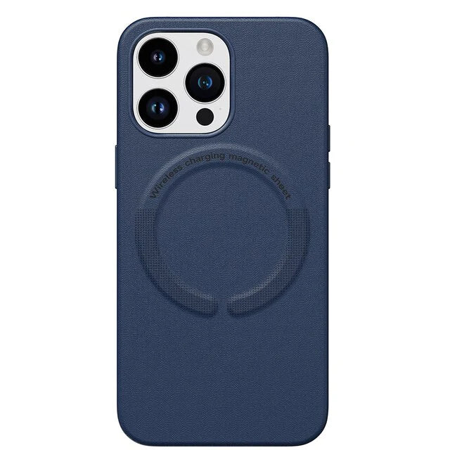 iPhone 13 Pro Premium Leather Magsafe Back Cover - Blue