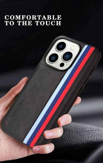 iPhone 14 Pro HBD Tri Stripes Premium Series Leather Case