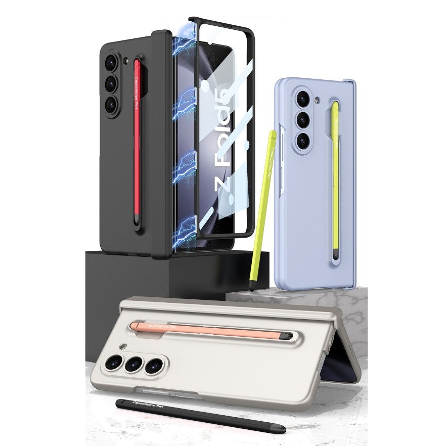 Samsung Galaxy Z Fold 6 Slim PC Case with Optical Magnetic Hinge Protection, Come with Colorful Stylus Pen & Front Glass