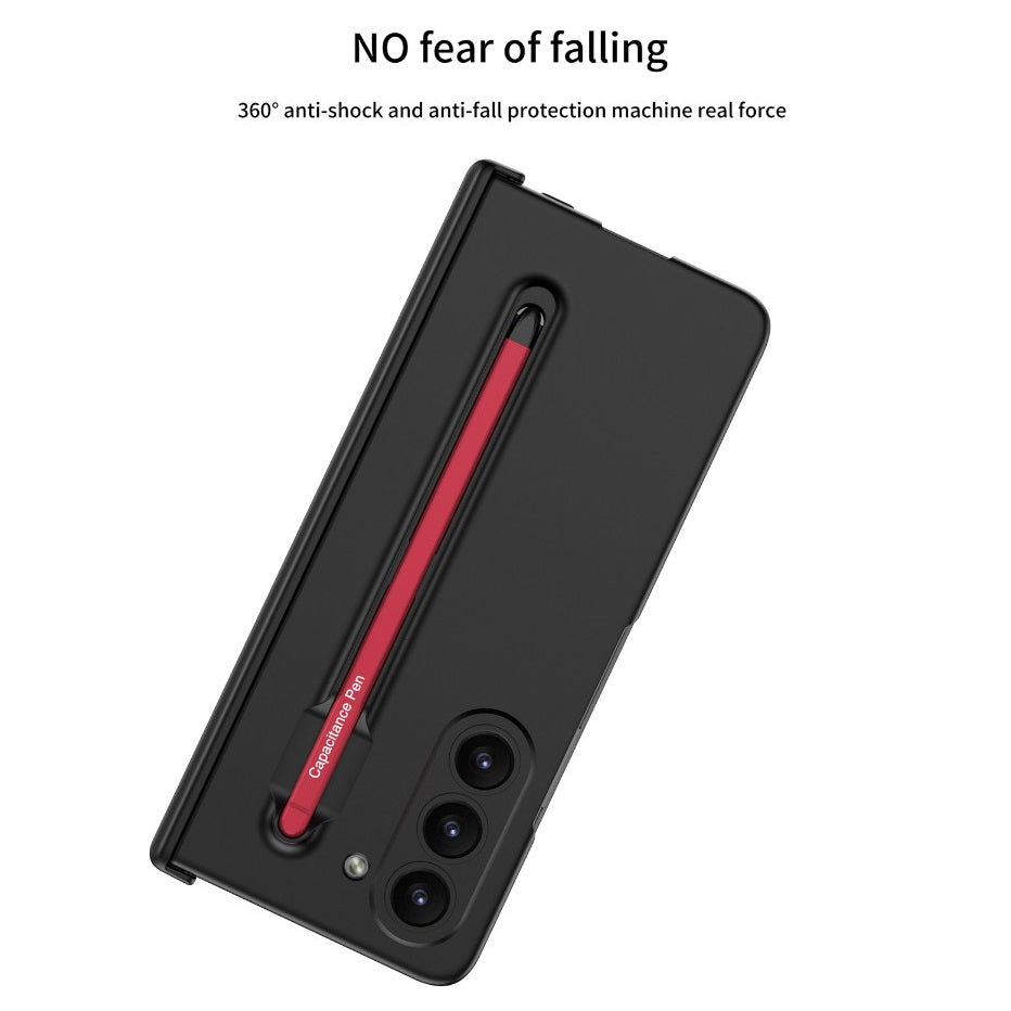 Samsung Galaxy Z Fold 6 Slim PC Case with Optical Magnetic Hinge Protection, Come with Colorful Stylus Pen & Front Glass - Black