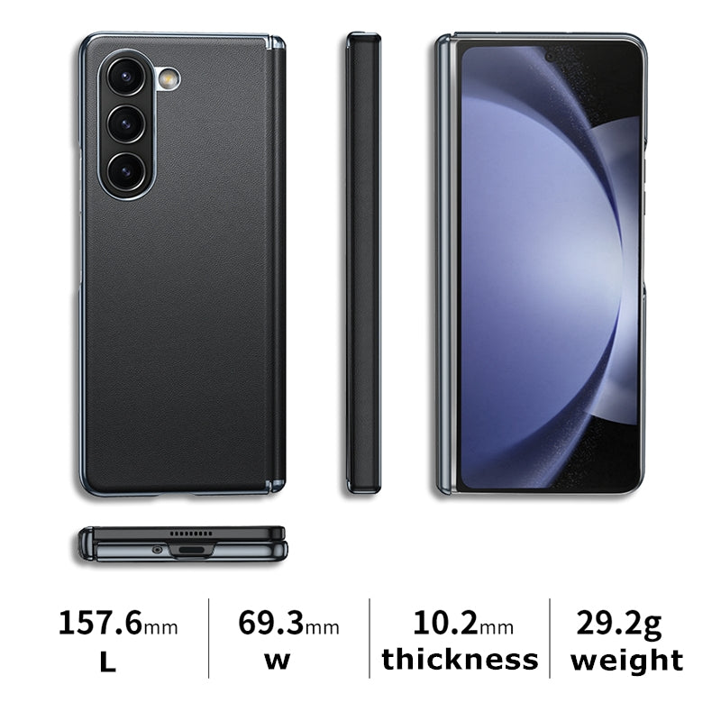 Samsung galaxy Z Fold 6 Hinge Leather Protective Case Matte Lichi Texture Shockproof Cover (No Front Frame)