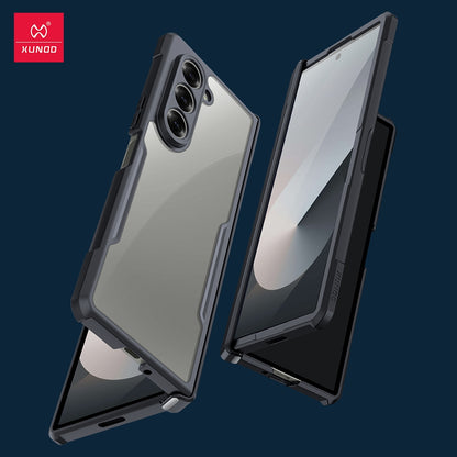 Samsung Galaxy Z Fold 6 XUNDD Glass Back Cover with Hinge Protect Airbag Shockproof Protective Suit Case