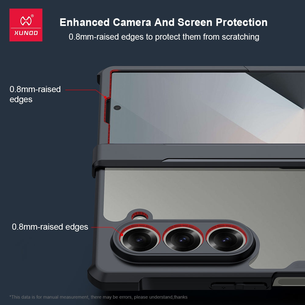 Samsung Galaxy Z Fold 6 XUNDD Glass Back Cover with Hinge Protect Airbag Shockproof Protective Suit Case