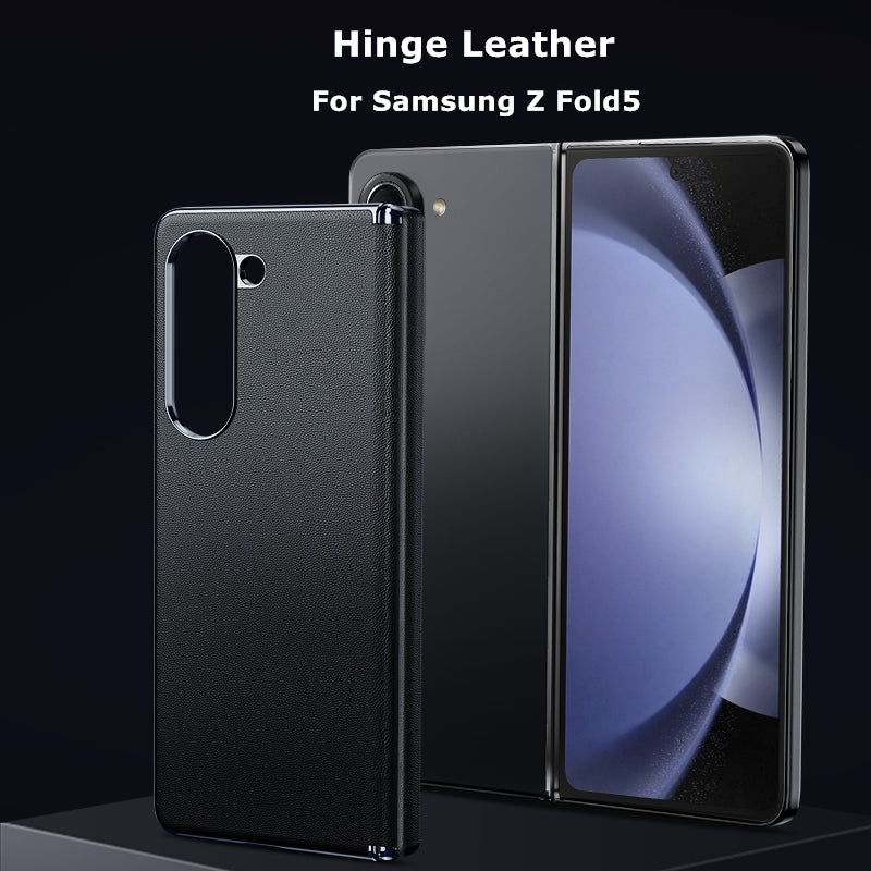 Samsung galaxy Z Fold 6 Hinge Leather Protective Case Matte Lichi Texture Shockproof Cover (No Front Frame)