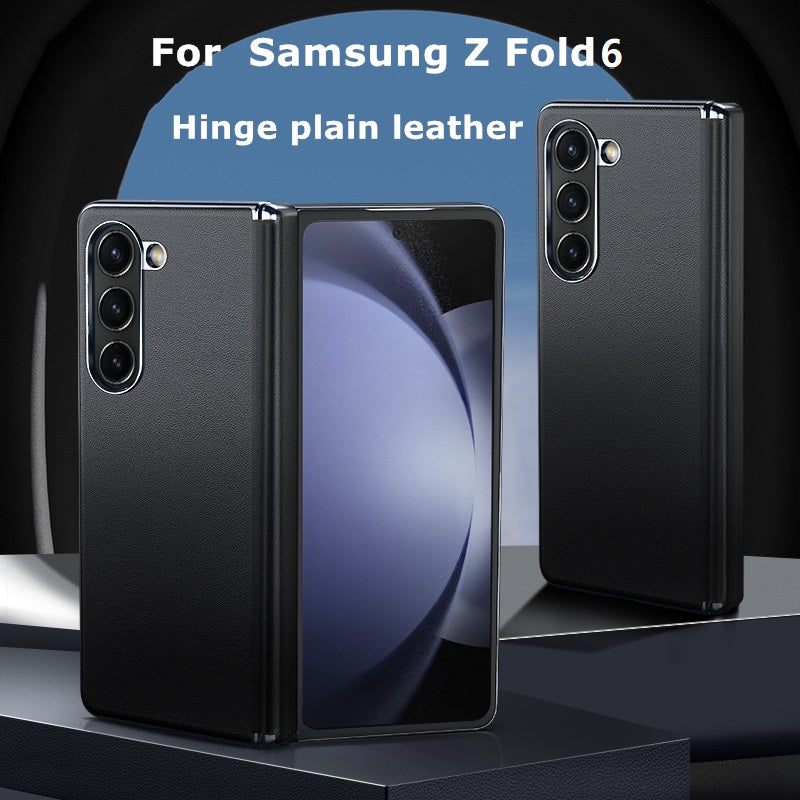 Samsung galaxy Z Fold 6 Hinge Leather Protective Case Matte Lichi Texture Shockproof Cover (No Front Frame)