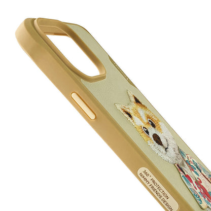 iPhone 15 Pro Max Nimmy Embroidery Fashion Series Leather Case - Gold