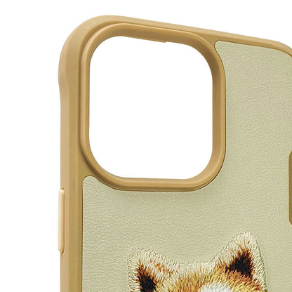 iPhone 15 Pro Max Nimmy Embroidery Fashion Series Leather Case - Gold