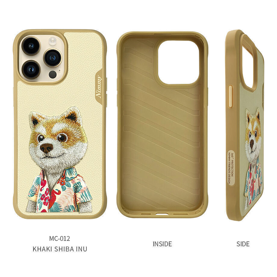 iPhone 15 Pro Max Nimmy Embroidery Fashion Series Leather Case - Gold