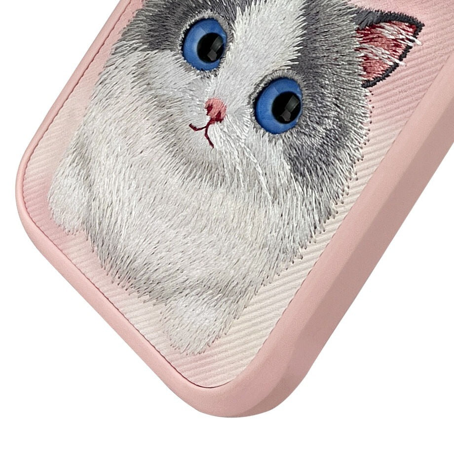 iPhone 16 Pro Max Nimmy Official Embroidery Big Eye Series Back Cover Case - Pink