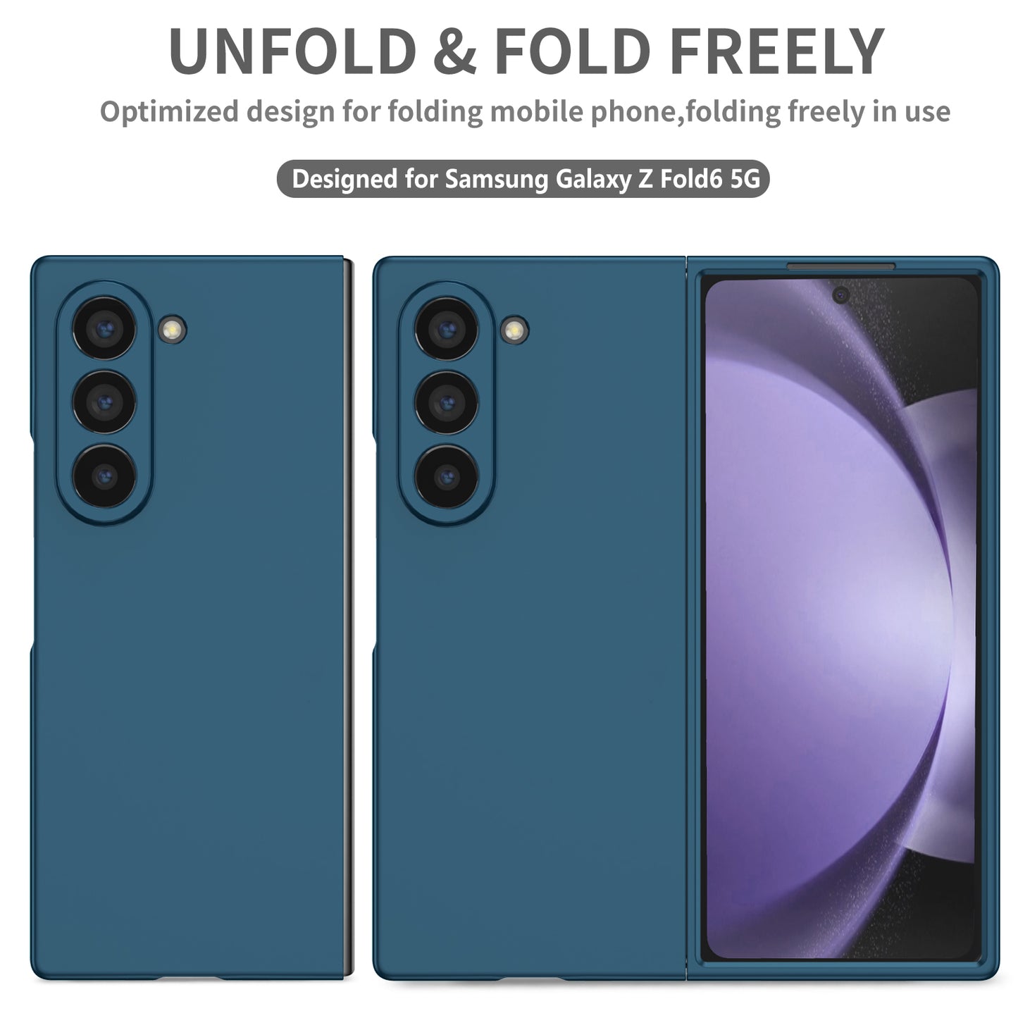 Samsung Galaxy Z Fold 6 Basic Protection Camera Protective Hard Shell PC Matte Cover - Blue