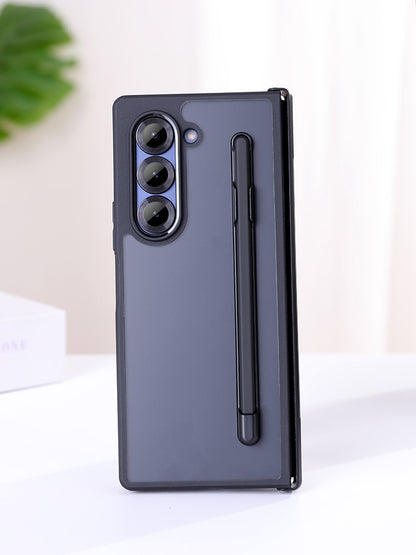 Samsung Galaxy Z Fold 6 Matte Shockproof Cover Case with Hinge Protection S Pen Slot with Capacitor Pen - Smoke