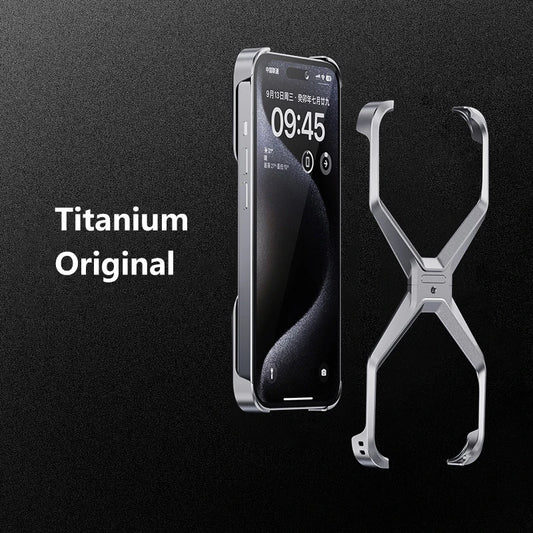 iPhone 15 Pro Metal Rimless Titanium Aluminum Alloy Heat Dissipation Bumper Case - Titanium