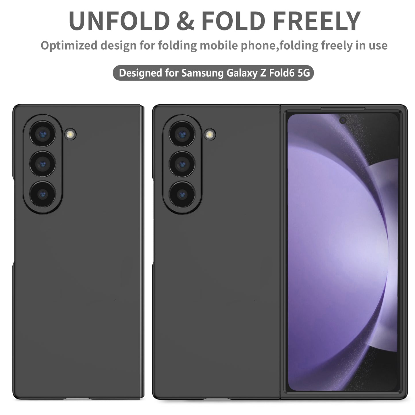 Samsung Galaxy Z Fold 6 Basic Protection Camera Protective Hard Shell PC Matte Cover - Black