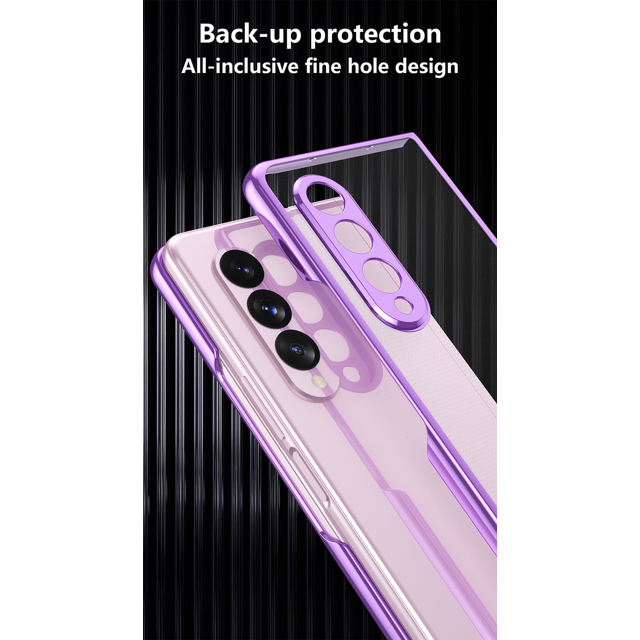 Samsung Galaxy Z Fold 3 Electroplated Transparent Camera Protection Case- Purple