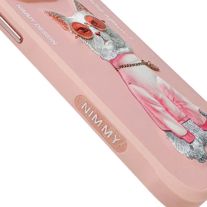 iPhone 14 Pro Max Nimmy Official Embroidery Shockproof Glass Series Case - Pink