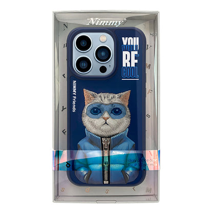 iPhone 15 Pro Max Nimmy Embroidery Jacket Series Case Cover - Cat