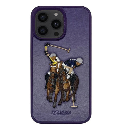 iPhone 14 Pro Santa Barbara Polo Jocky Series Leather Case - Purple