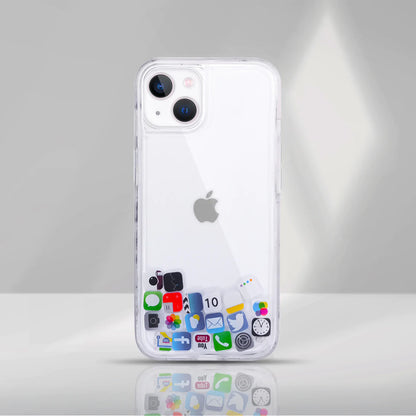 iPhone 14 Floating App Icon with Sand Case - Transparent