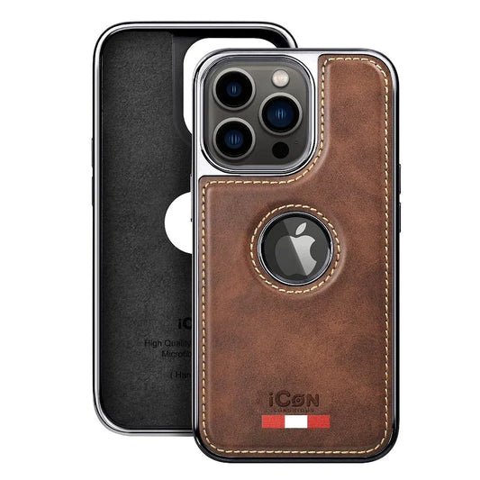 iPhone 13 Pro Luxurious Premium Quality Leather Case - Brown