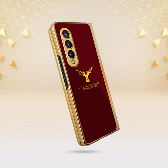 Samsung Galaxy Z Fold 4 Deer Pattern Glass Case - Wine