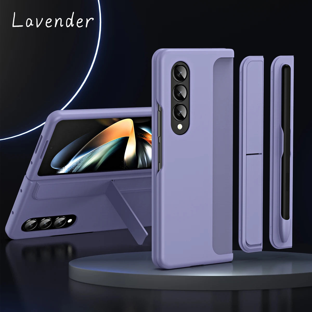 Samsung Galaxy Z Fold 4 Case with Pen Holder & Changable Panel - Lavender