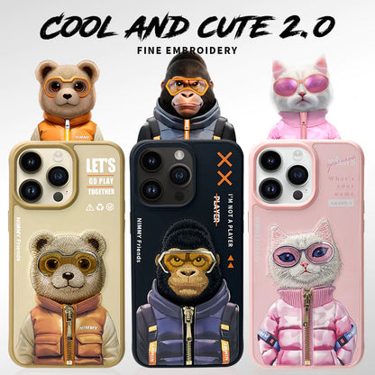 iPhone 15 Pro Nimmy 3D Cool & Cute Embroidery Jacket Series Case Cover - Gorilla