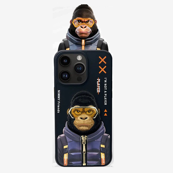 iPhone 15 Pro Nimmy 3D Cool & Cute Embroidery Jacket Series Case Cover - Gorilla