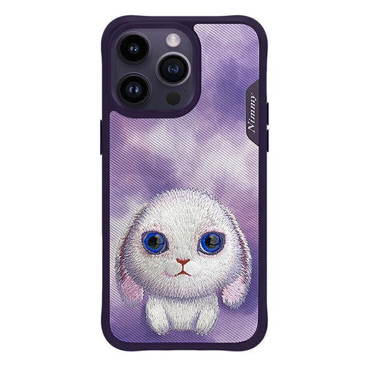 iPhone 14 Pro Max Nimmy Embroidery Shockproof Big Eyes Series Case - Purple