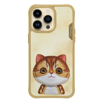 iPhone 14 Pro Max Nimmy Embroidery Shockproof Big Eyes Series Case - Gold