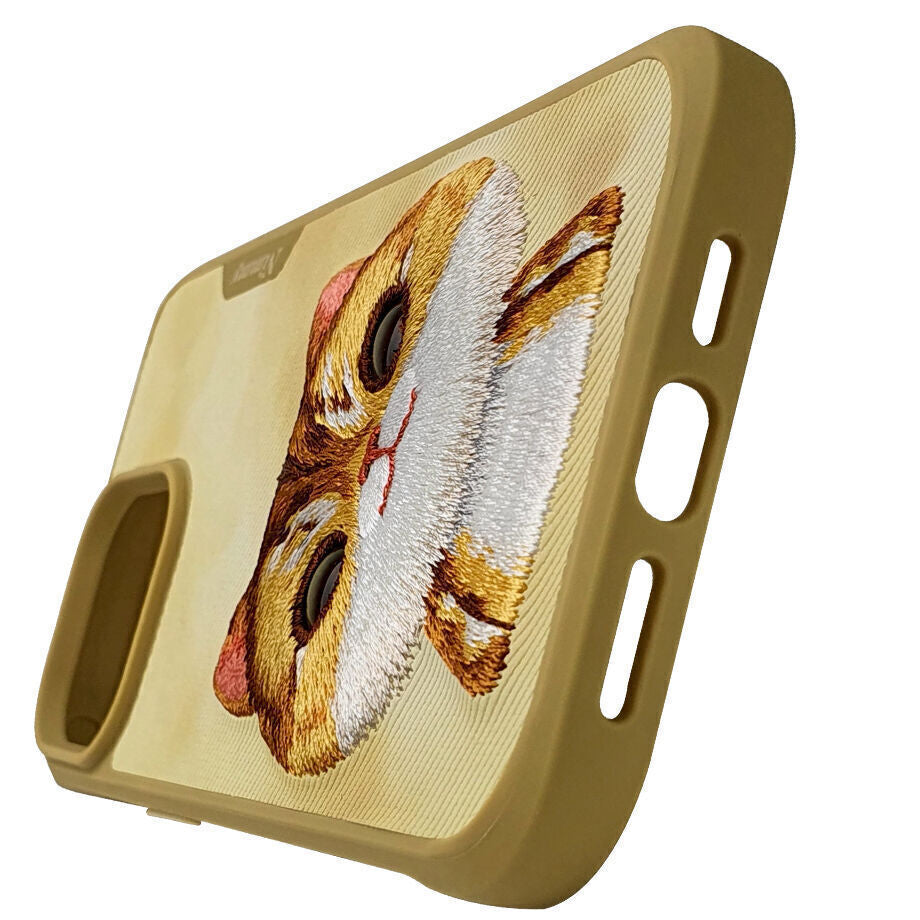 iPhone 14 Pro Max Nimmy Embroidery Shockproof Big Eyes Series Case - Gold