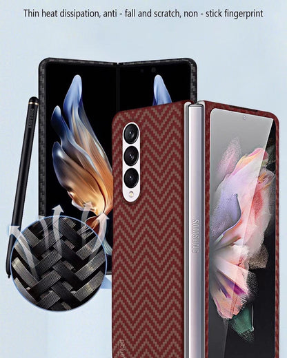 Samsung Galaxy Z Fold 5 Piblue V Shape Carbon Fiber Shockproof Case - Red