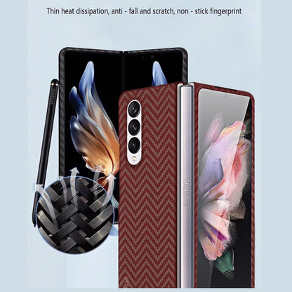 Samsung Galaxy Z Fold 5 Piblue V Shape Carbon Fiber Shockproof Case - Red