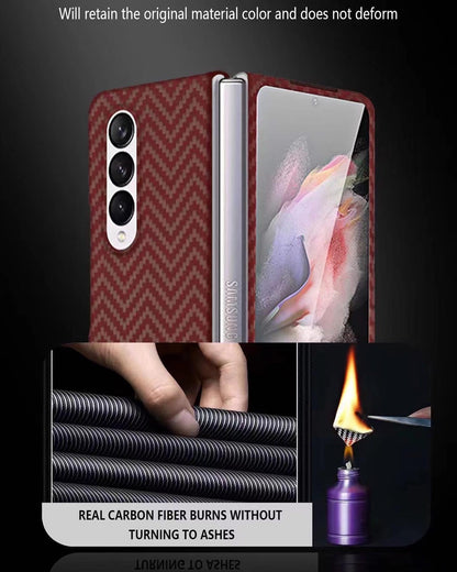 Samsung Galaxy Z Fold 5 Piblue V Shape Carbon Fiber Shockproof Case - Red