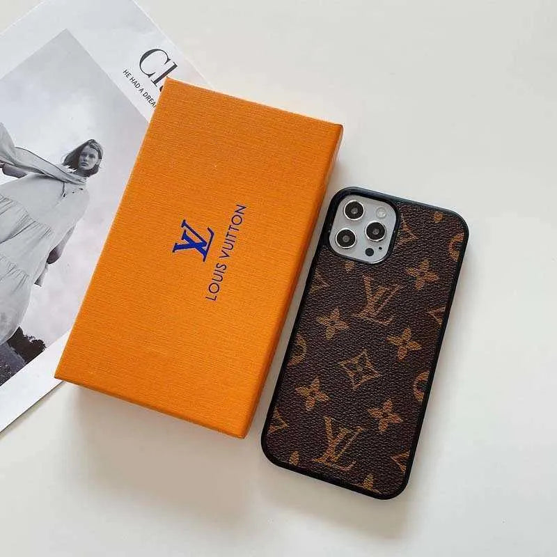 iPhone 14 Louis Vuitton Leather Case - Brown