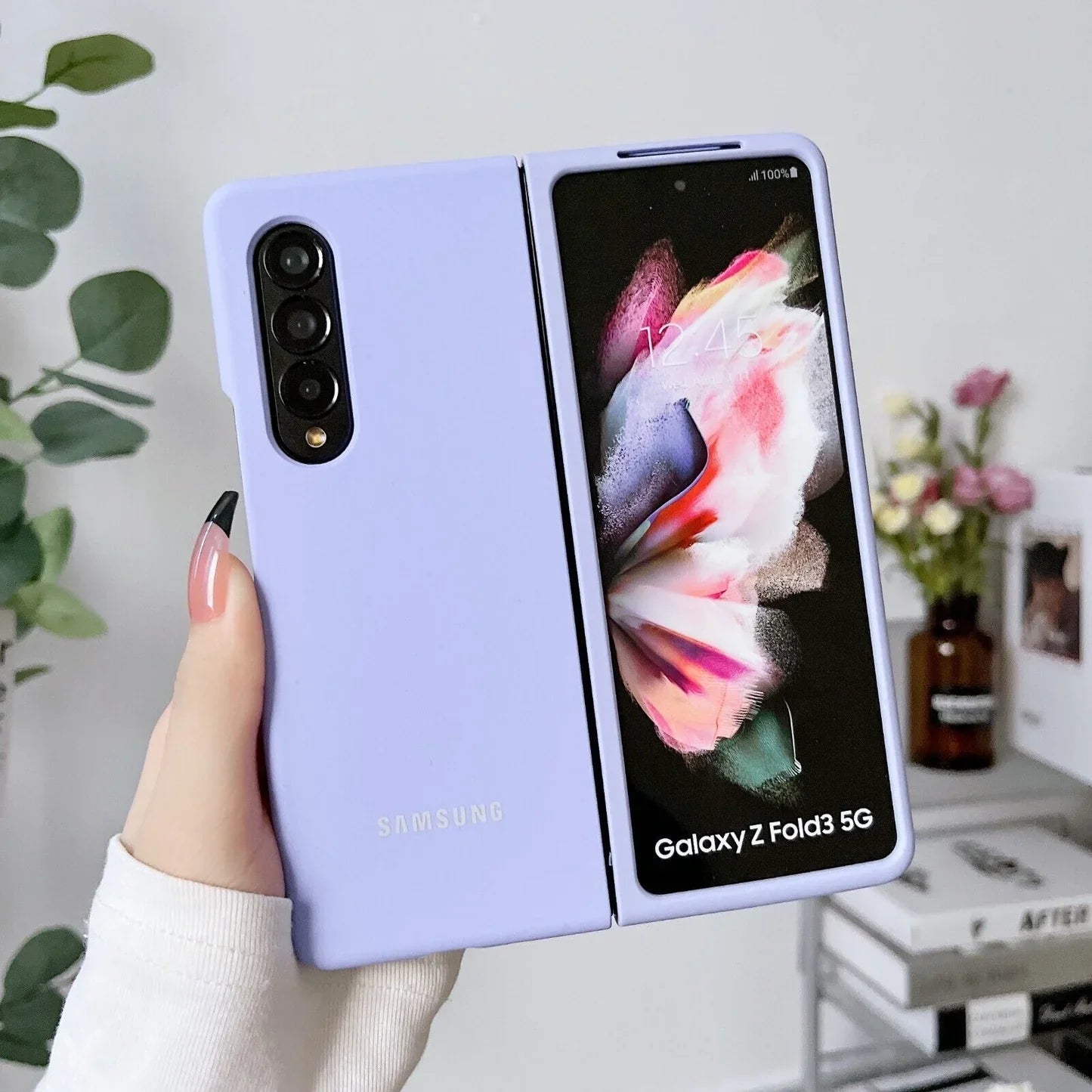 Samsung Galaxy Z Fold 4 Silicon Case with Inner Fabric - Lavender