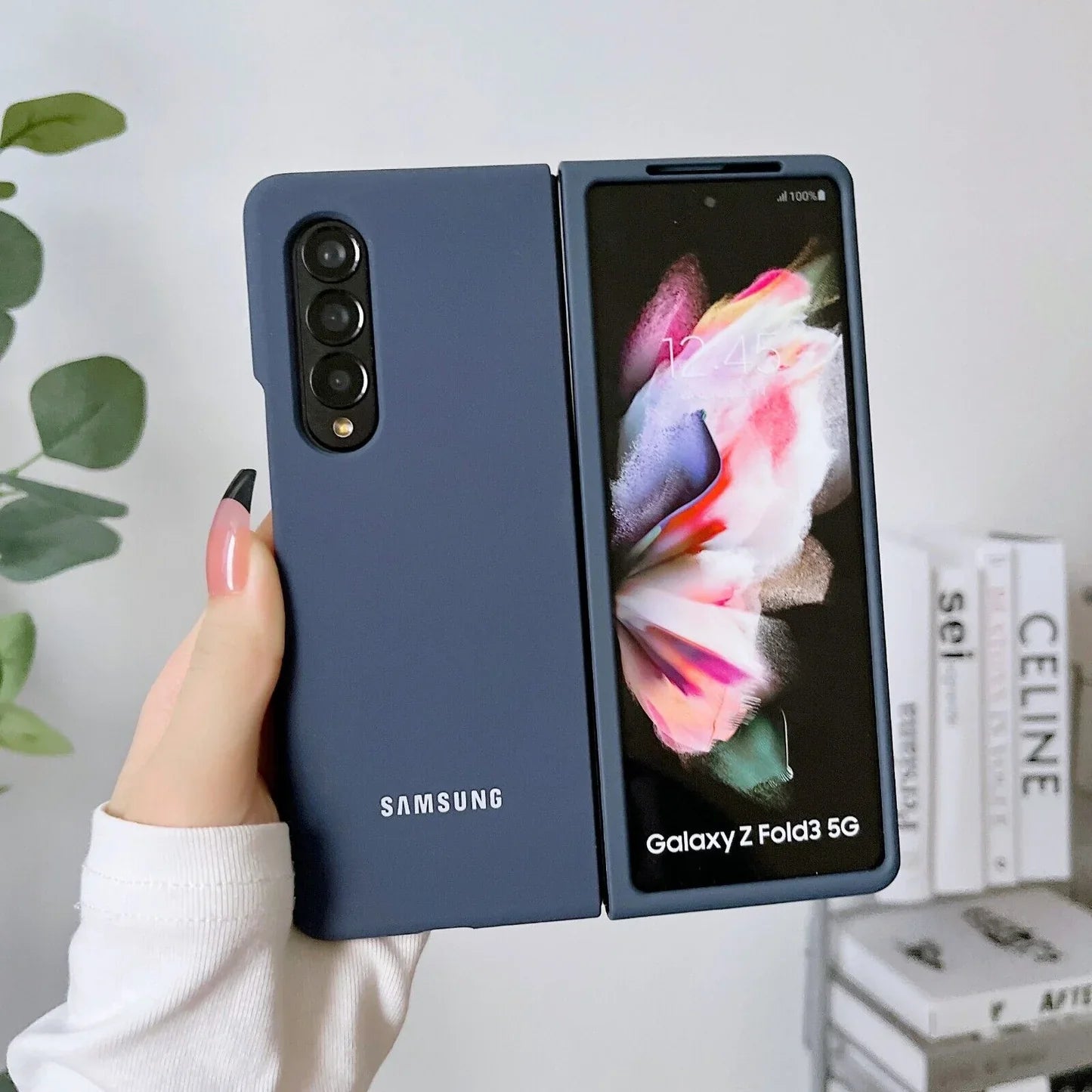 Samsung Galaxy Z Fold 4 Silicon Case with Inner Fabric - Blue